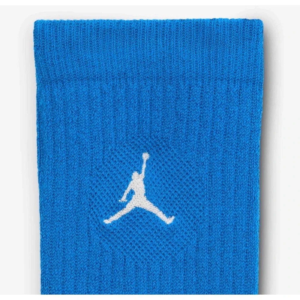 Jordan Crew Socks Mens S Blue Orange Black Excellent Dri-FIT 3-Pack